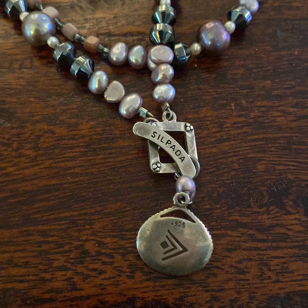 Silpada .925 Sterling Silver Beaded Necklace Lavender Shades - Picture 4 of 5